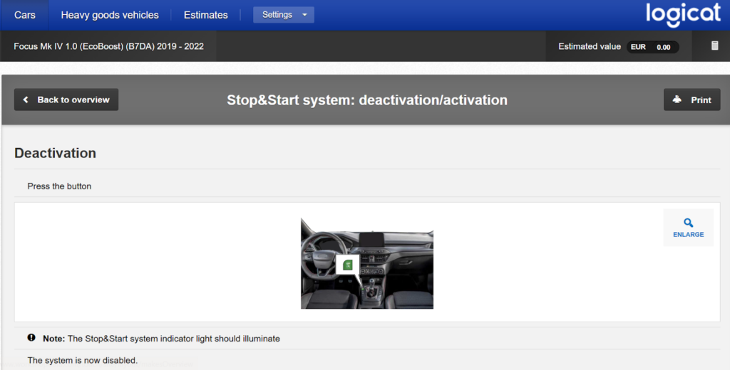 Start Stop deactivation diagnostic with haynespro